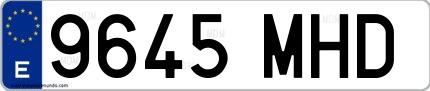 Ejemplo de matrícula española 9645 MHD