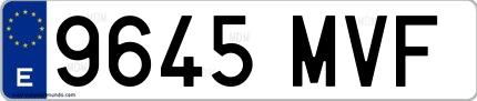 Ejemplo de matrícula española 9645 MVF