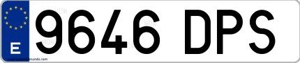Ejemplo de matrícula española 9646 DPS