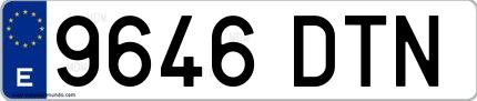 Ejemplo de matrícula española 9646 DTN