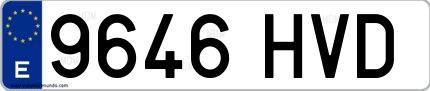 Ejemplo de matrícula española 9646 HVD
