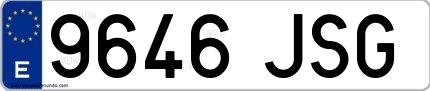 Ejemplo de matrícula española 9646 JSG