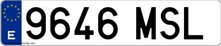 Ejemplo de matrícula española 9646 MSL