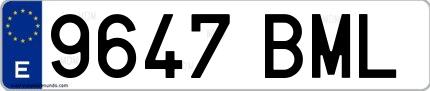 Ejemplo de matrícula española 9647 BML