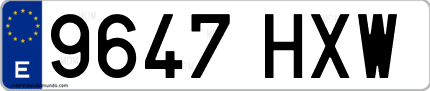 Ejemplo de matrícula de coche ordinaria 9647 HXW