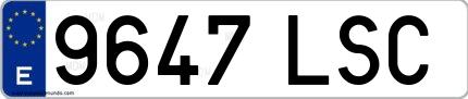 Ejemplo de matrícula española 9647 LSC