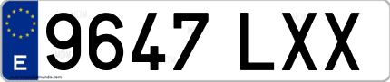 Ejemplo de matrícula de coche ordinaria 9647 LXX