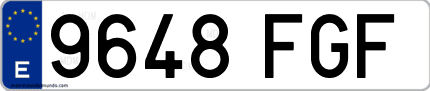 Ejemplo de matrícula de coche ordinaria 9648 FGF