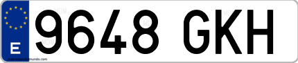 Ejemplo de matrícula de coche ordinaria 9648 GKH