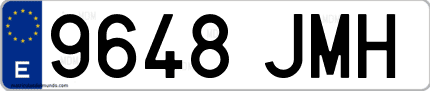 Ejemplo de matrícula de coche ordinaria 9648 JMH