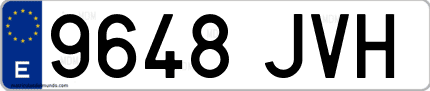 Ejemplo de matrícula de coche ordinaria 9648 JVH