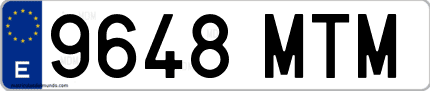 Ejemplo de matrícula de coche ordinaria 9648 MTM