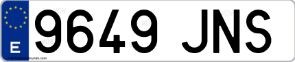 Ejemplo de matrícula de coche ordinaria 9649 JNS