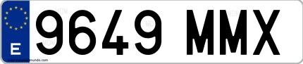 Ejemplo de matrícula española 9649 MMX