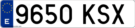 Ejemplo de matrícula de coche ordinaria 9650 KSX