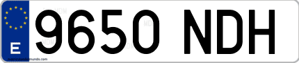Ejemplo de matrícula de coche ordinaria 9650 NDH