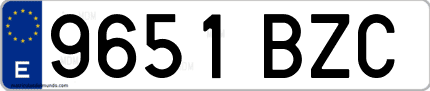 Ejemplo de matrícula de coche ordinaria 9651 BZC