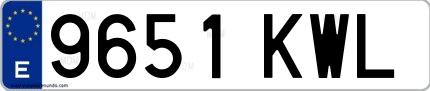 Ejemplo de matrícula española 9651 KWL