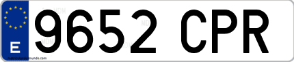 Ejemplo de matrícula de coche ordinaria 9652 CPR