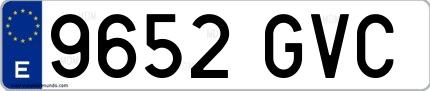 Ejemplo de matrícula española 9652 GVC