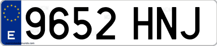 Ejemplo de matrícula de coche ordinaria 9652 HNJ