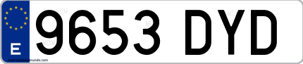 Ejemplo de matrícula de coche ordinaria 9653 DYD