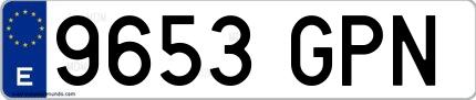 Ejemplo de matrícula española 9653 GPN