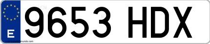 Ejemplo de matrícula española 9653 HDX