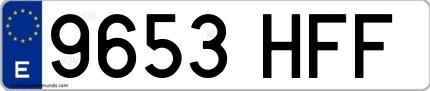 Ejemplo de matrícula española 9653 HFF