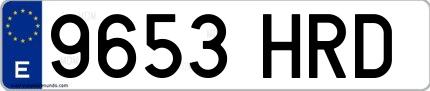 Ejemplo de matrícula española 9653 HRD