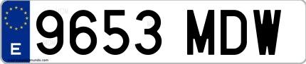 Ejemplo de matrícula española 9653 MDW