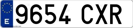 Ejemplo de matrícula española 9654 CXR