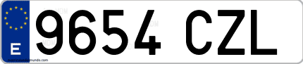Ejemplo de matrícula de coche ordinaria 9654 CZL