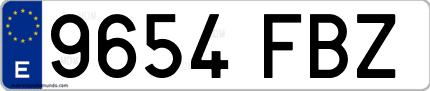 Ejemplo de matrícula de coche ordinaria 9654 FBZ