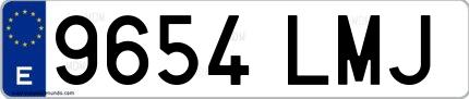 Ejemplo de matrícula española 9654 LMJ