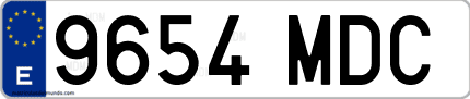 Ejemplo de matrícula de coche ordinaria 9654 MDC
