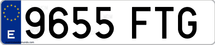 Ejemplo de matrícula de coche ordinaria 9655 FTG