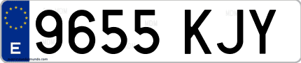 Ejemplo de matrícula de coche ordinaria 9655 KJY
