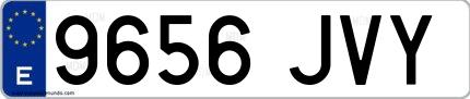 Ejemplo de matrícula española 9656 JVY