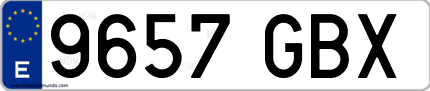 Ejemplo de matrícula de coche ordinaria 9657 GBX