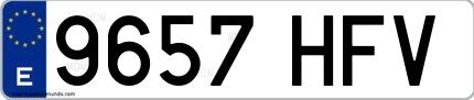 Ejemplo de matrícula española 9657 HFV