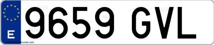 Ejemplo de matrícula española 9659 GVL