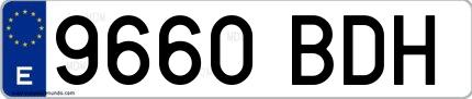 Ejemplo de matrícula española 9660 BDH