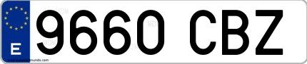 Ejemplo de matrícula española 9660 CBZ