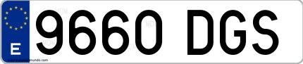 Ejemplo de matrícula española 9660 DGS