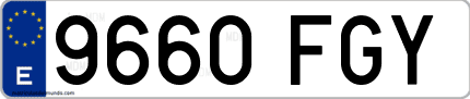 Ejemplo de matrícula de coche ordinaria 9660 FGY