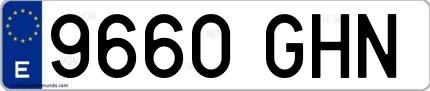 Ejemplo de matrícula española 9660 GHN
