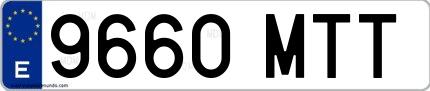 Ejemplo de matrícula española 9660 MTT