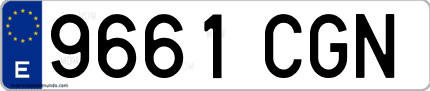 Ejemplo de matrícula de coche ordinaria 9661 CGN