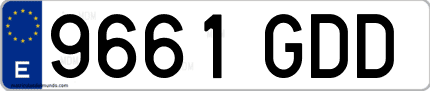 Ejemplo de matrícula de coche ordinaria 9661 GDD